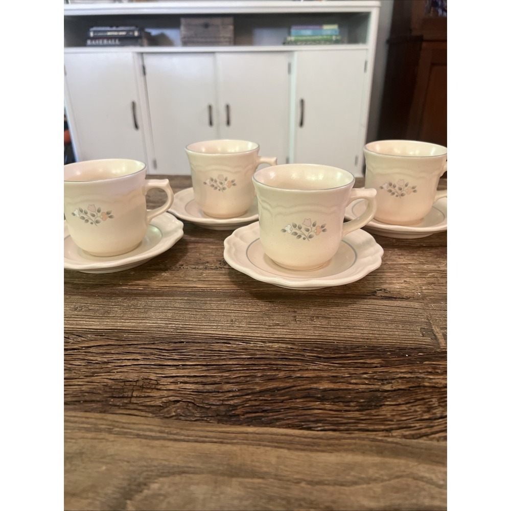 Vintage Pfaltzgraff Remembrance Set of 4 Tea Cup & Saucer (4 Cups & 4 Saucers)